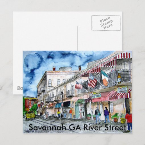 savannah_river_street_painting, Savannah GA Riv... Postcard Zazzle