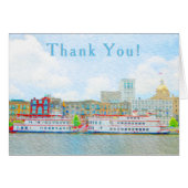 Savannah River Street Scenery Watercolor Thank You (Front Horizontal)