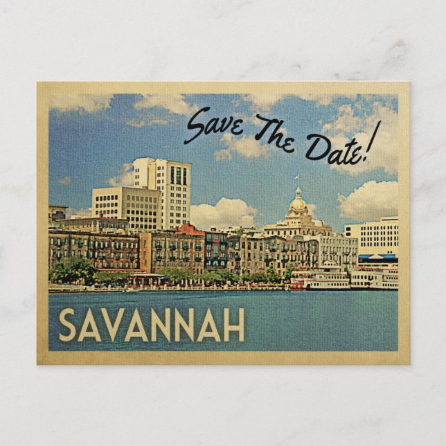 Savannah Save The Date Georgia Announcement Postcard (Front)