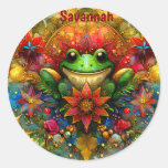 SAVANNAH ~ SHINY Christmas FROG ~  Classic Round Sticker