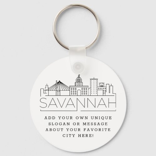 Savannah Stylized Skyline Custom Slogan Keychain