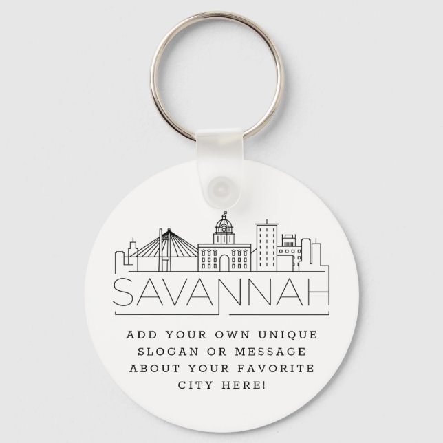 Savannah Stylized Skyline Custom Slogan Keychain (Front)