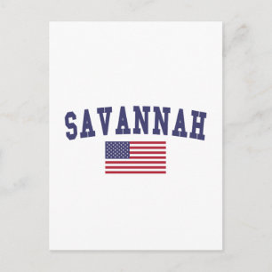 Savannah US Flag Postcard