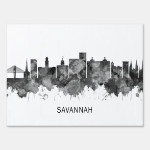 Savannah USA Skyline BW Sign