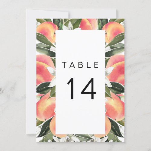 Savannah _ Watercolor Peach Botanical Table Number