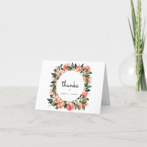 Savannah _ Watercolor Peach Botanical White Floral Thank You Card