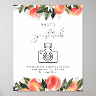 SAVANNAH Watercolor Peach Photo Guestbook Sign