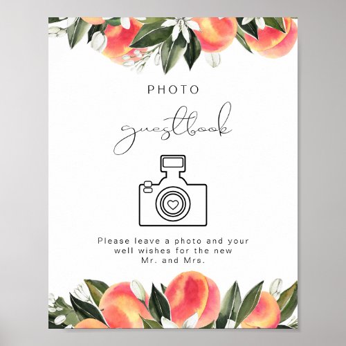 SAVANNAH Watercolor Peach Photo Guestbook Sign