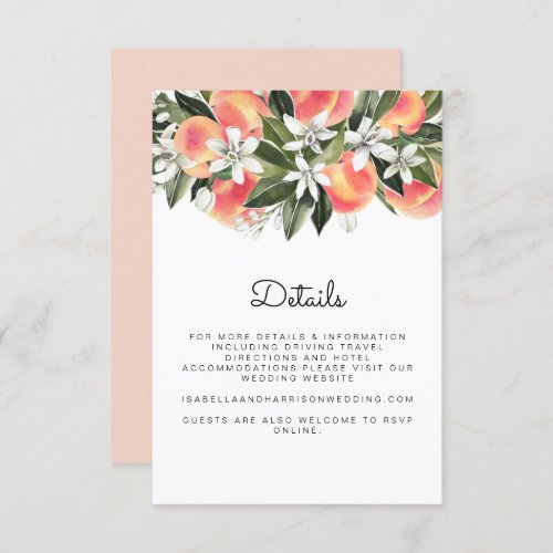 Savannah _ Watercolor Peach White Floral Enclosure Invitation