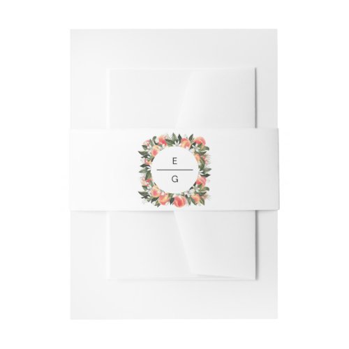 Savannah _ Watercolor Peach White Floral Wedding Invitation Belly Band