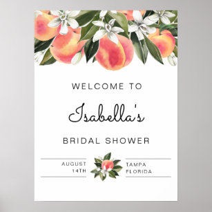 Savannah - Watercolor Peaches Bridal Shower Poster