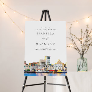 SAVANNAH Watercolor Skyline Wedding Welcome Sign