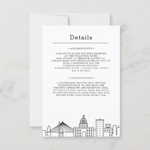 Savannah Wedding  Guest Details Invitation