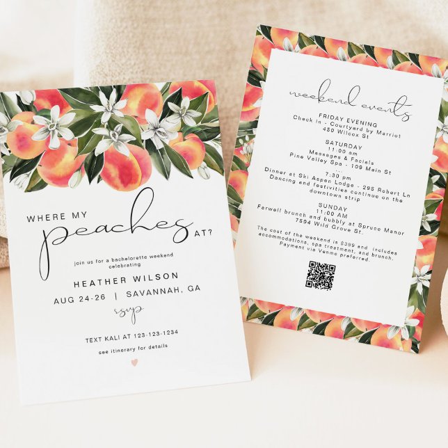 SAVANNAH Where My Peaches At Bachelorette  Invitation (Creator Uploaded)