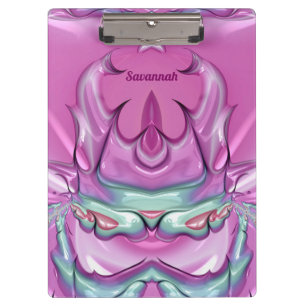 SAVANNAH ~WOW! STRANGE! Pink Gray White and Cerise Clipboard