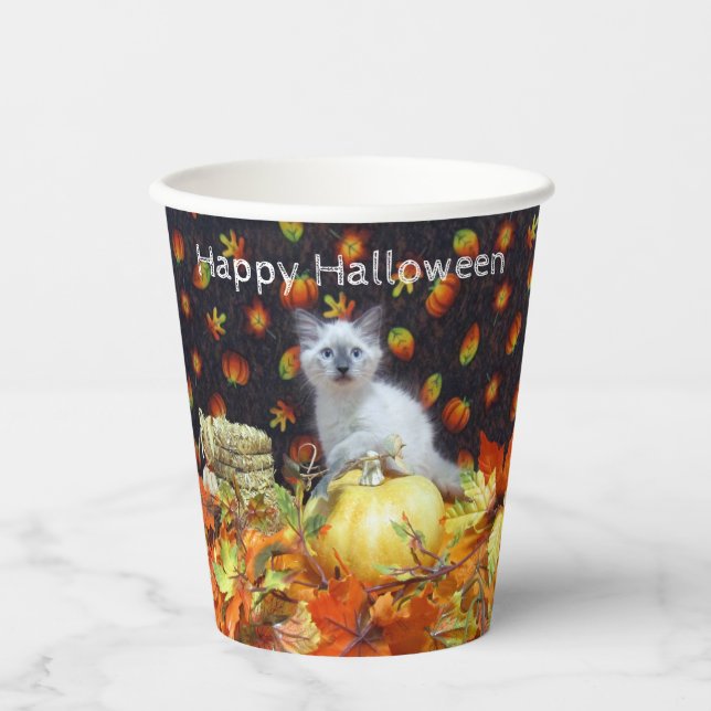 Savannah's Fall / Autumn / Halloween Cat Party Paper Cups (Front)