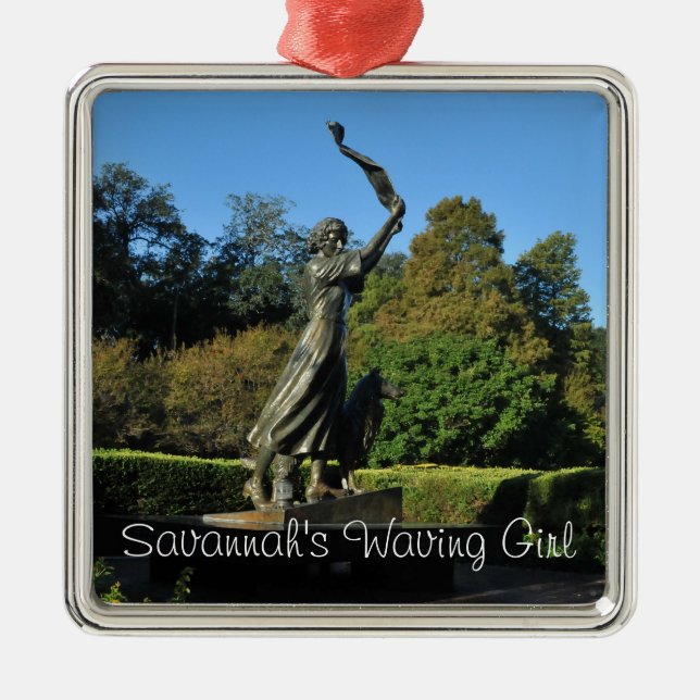 Savannah's Waving Girl Metal Ornament (Front)