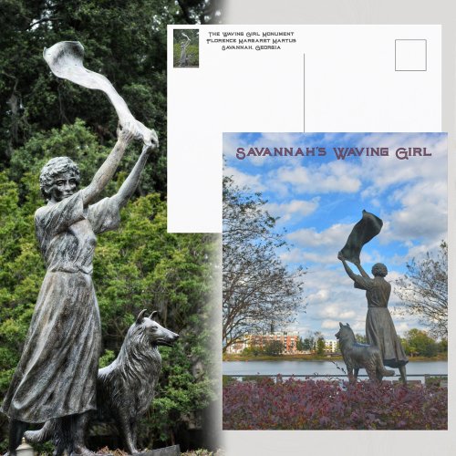 Savannahs Waving Girl Monument Photographic Postcard