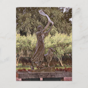 Savannah's Waving Girl Statue Painting Postcard