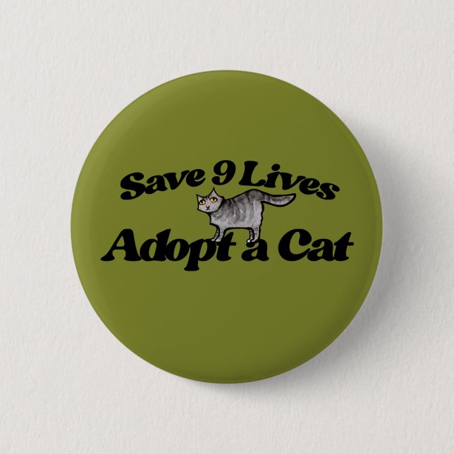 Save 9 Lives Adopt a Cat Button (Front)