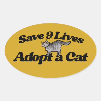 Save 9 Lives Adopt a Cat Oval Sticker
