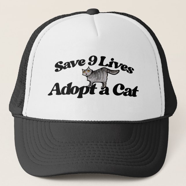 Save 9 Lives Adopt a Cat Trucker Hat (Front)