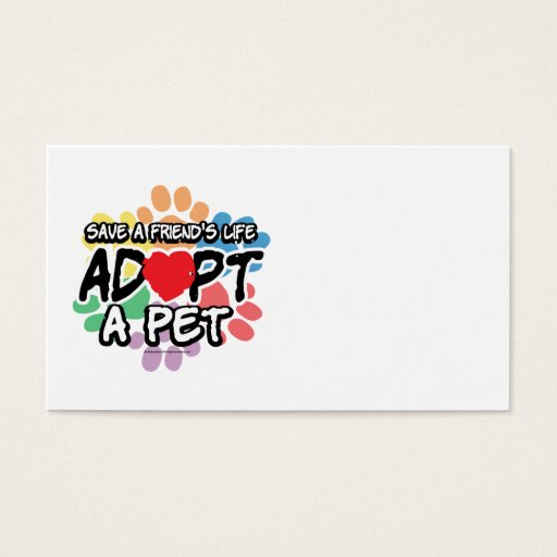 Customizable Save A Friend Adopt A Pet Business Card Templates