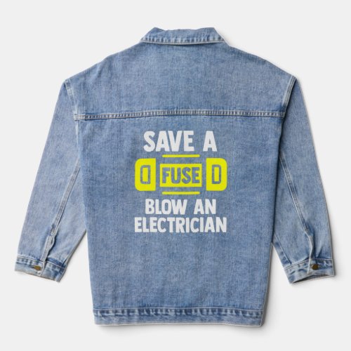 Save A Fuse Blow An Electrican  Electricans  Denim Jacket