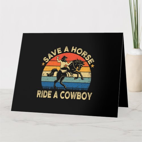 Save A Horse Funny Ride A Cowboy Vintage Style Cow Card