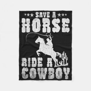 Save A Horse Ride A Cowboy Funny Horse Riding Men' Fleece Blanket
