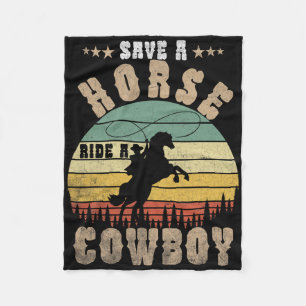Save A Horse Ride A Cowboy Funny Horse Riding Men' Fleece Blanket