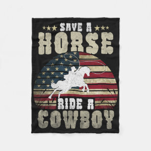 Save A Horse Ride A Cowboy Funny Horse Riding Men' Fleece Blanket