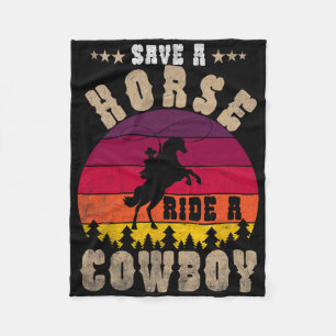 Save A Horse Ride A Cowboy Funny Horse Riding Men' Fleece Blanket
