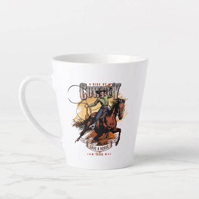 Save A Horse; Ride A Cowboy | Latte Mug (Left)