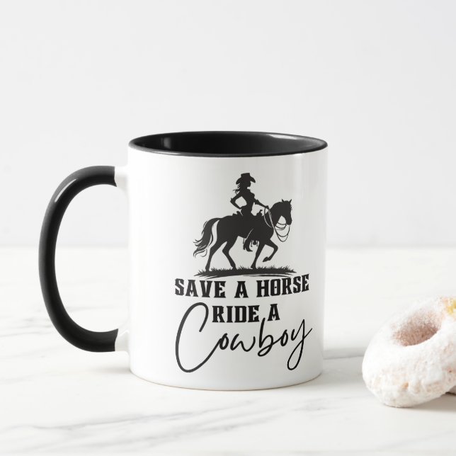 Save a Horse Ride a Cowboy Mug (With Donut)