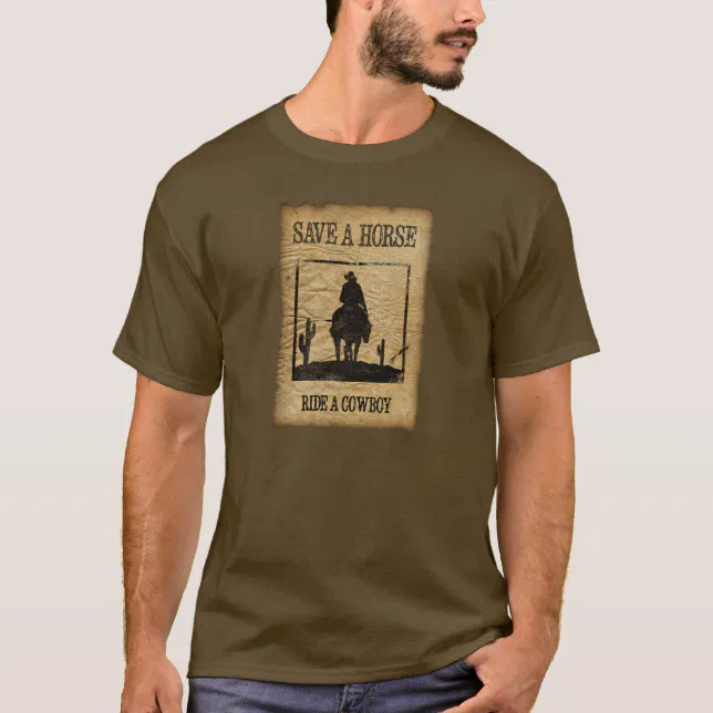 T-shirt Débardeur "Save A Horse Ride A Cowboy" - Style Country Western, Cadeau Pour Amateurs De Cheval