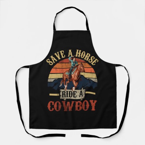 Save A Horse Ride A Cowboy Vintage Cowgirl Souther Apron