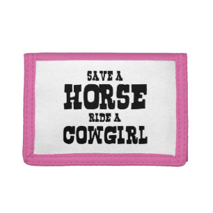 SAVE A HORSE RIDE A COWGIRL TRI-FOLD WALLET