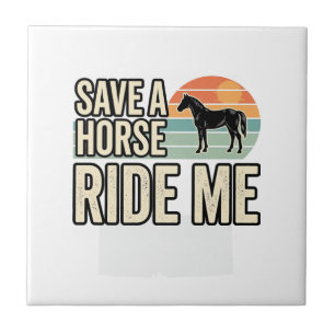 Save a Horse Ride Me Vintage Western Shirt Design_ Ceramic Tile