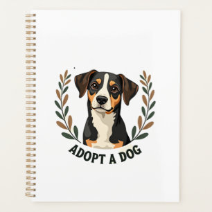 Save A Life Adopt a Dog Vintage Rescue Dog Illustr Planner