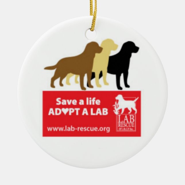 Save A Life Adopt A Lab Ceramic Round Ornament (Front)