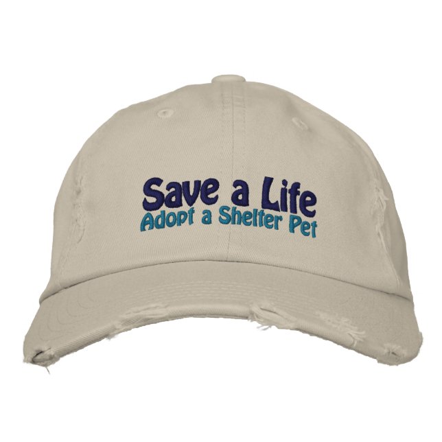 Save a Life - Adopt a Shelter Cat Embroidered Baseball Cap (Front)