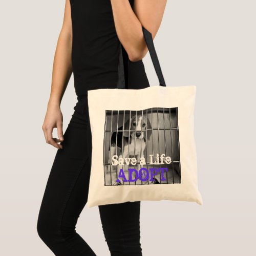 Save a Life Adopt Animal Rescue Beagle Tote Bag
