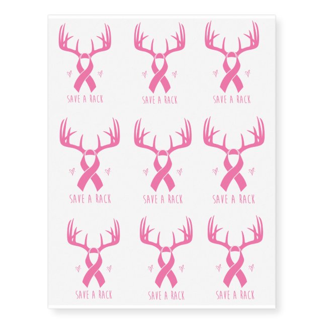Save a Rack Breast Cancer Temporary Tattoos (Front)