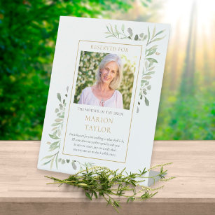Save A Seat Mother Of Bride Photo Greenery Wedding Pedestal Sign