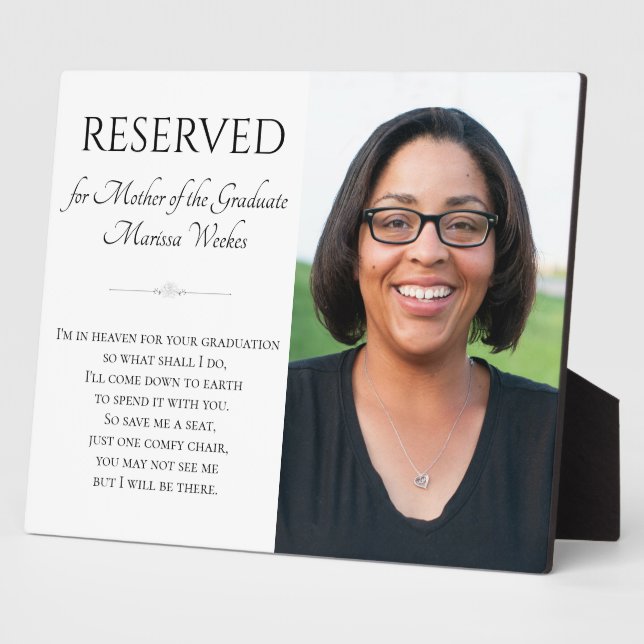 Save A Seat Mother of Graduate Graduation Memorial Plaque (Side)