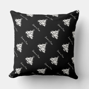 Save a Tree Christmas Tree Star Black and White Throw Pillow