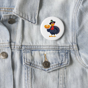 Save A Turkey Eat Pie Funny Happy Thanksgiving Button