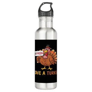 Save A Turkey Eat Pizza Funny Thanksgiving Classic Stainless Steel Water Bottle