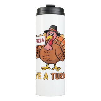 Save A Turkey Eat Pizza Funny Thanksgiving Oversiz Thermal Tumbler